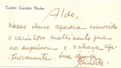 Cacilda Becker dedicatoria