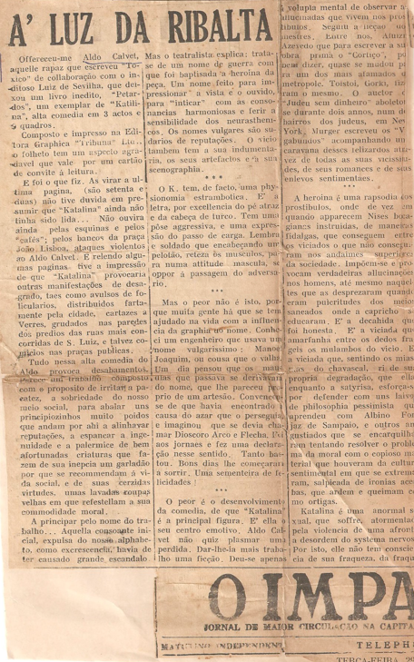 Aldo Calvet teatro dramaturgia Katalina A LUZ DA RIBALTA 